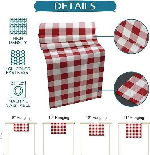 "Elegant Buffalo Checks Red Crochet Table Runner Set: Perfect for Dining and Coffee Tables"