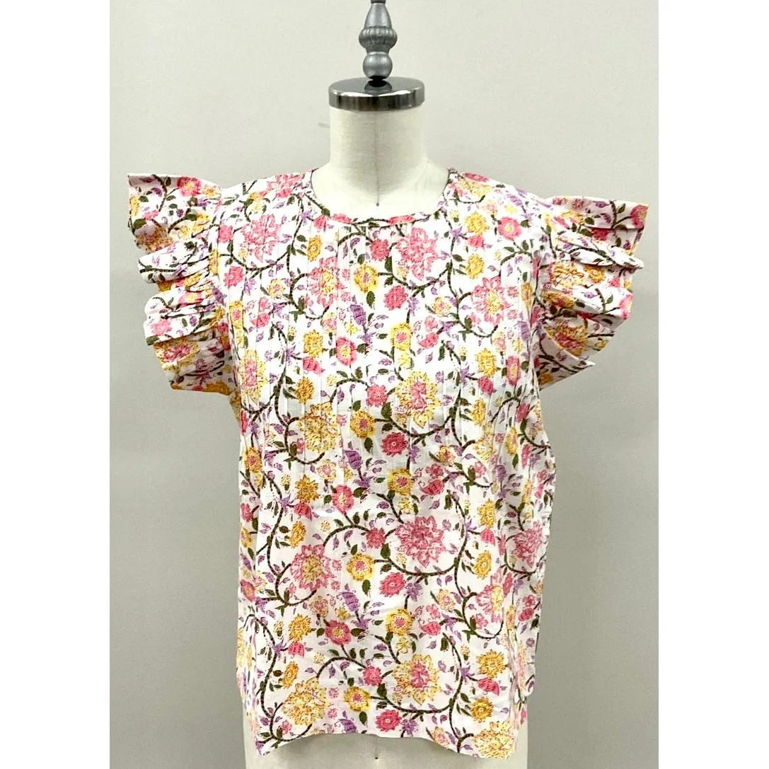 Rainey Floral Flutter Sleeve THML Top-SALE