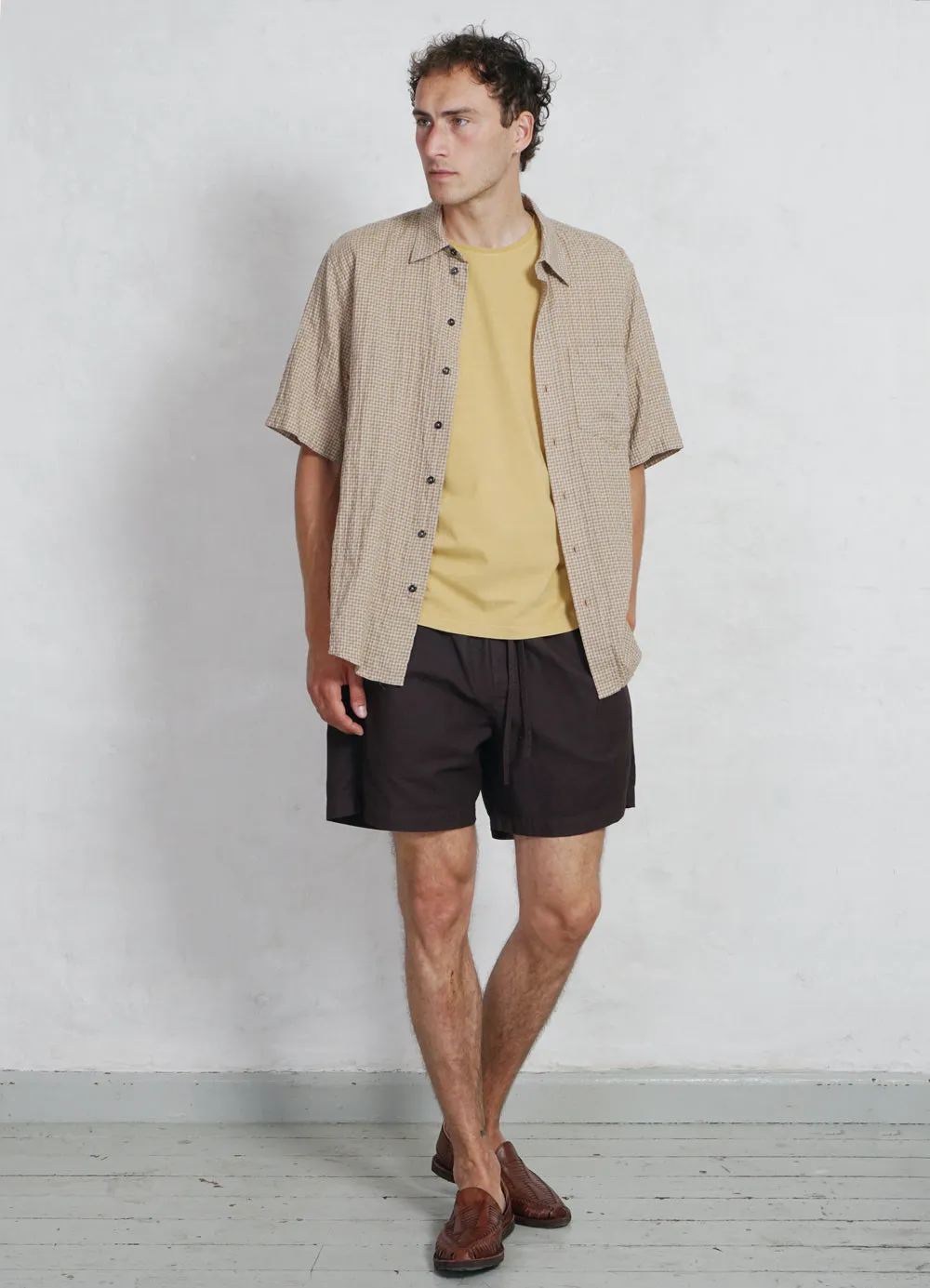 REIDAR | Loose Fit Short Sleeve Shirt | Brown Checks