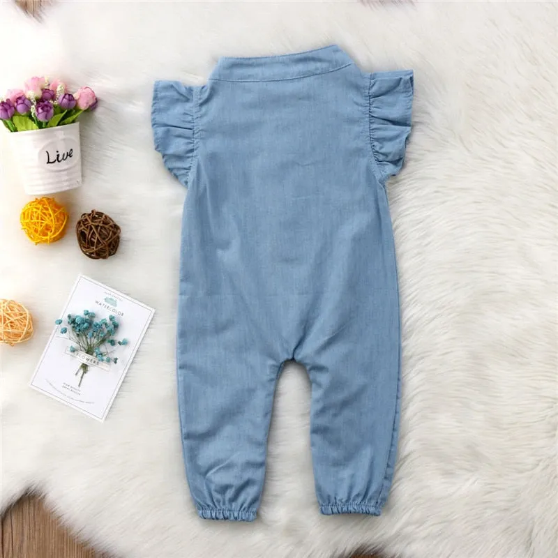 Ruffle Denim Romper