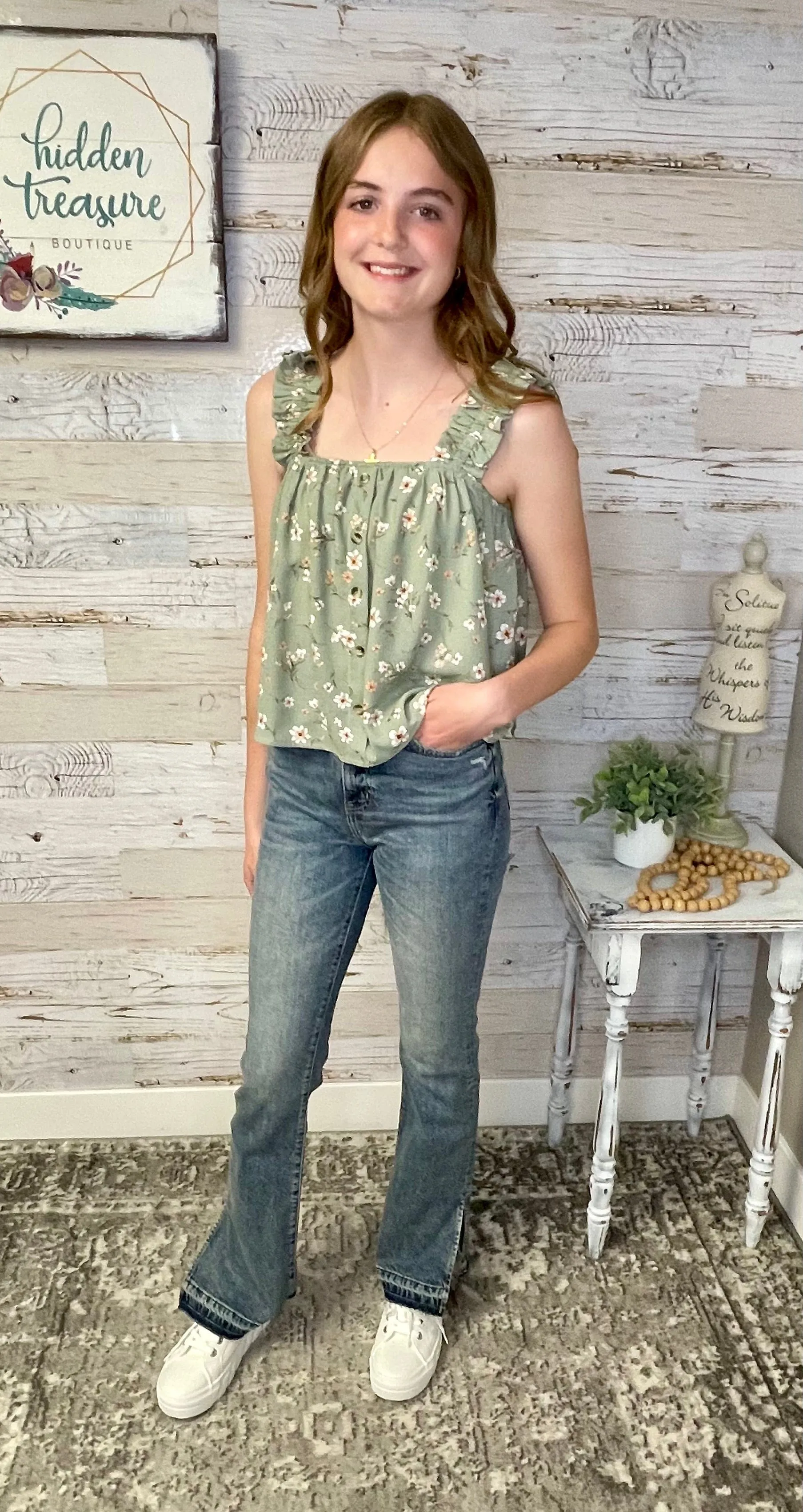 Ruffle Strap Floral Tank