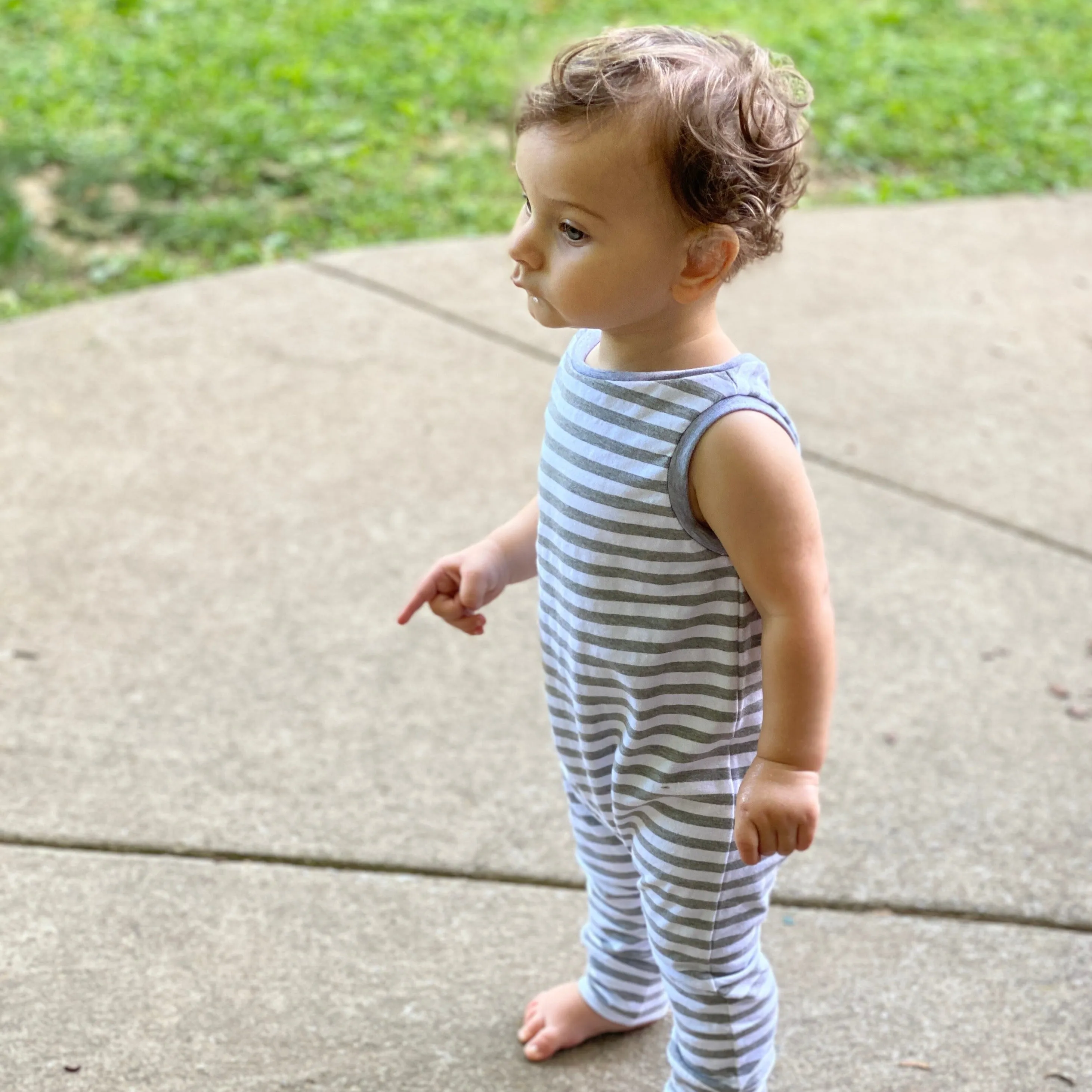 Staple Stripes Romper ( 6-12 black and white left)