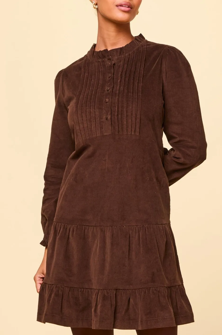 Stema Mini Corduroy Dress | Chocolate