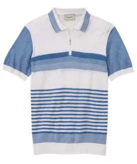 Striped Zip-Neck Polo