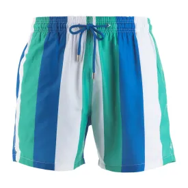 Swim Shorts - Stripes | Green, White & Royal Blue