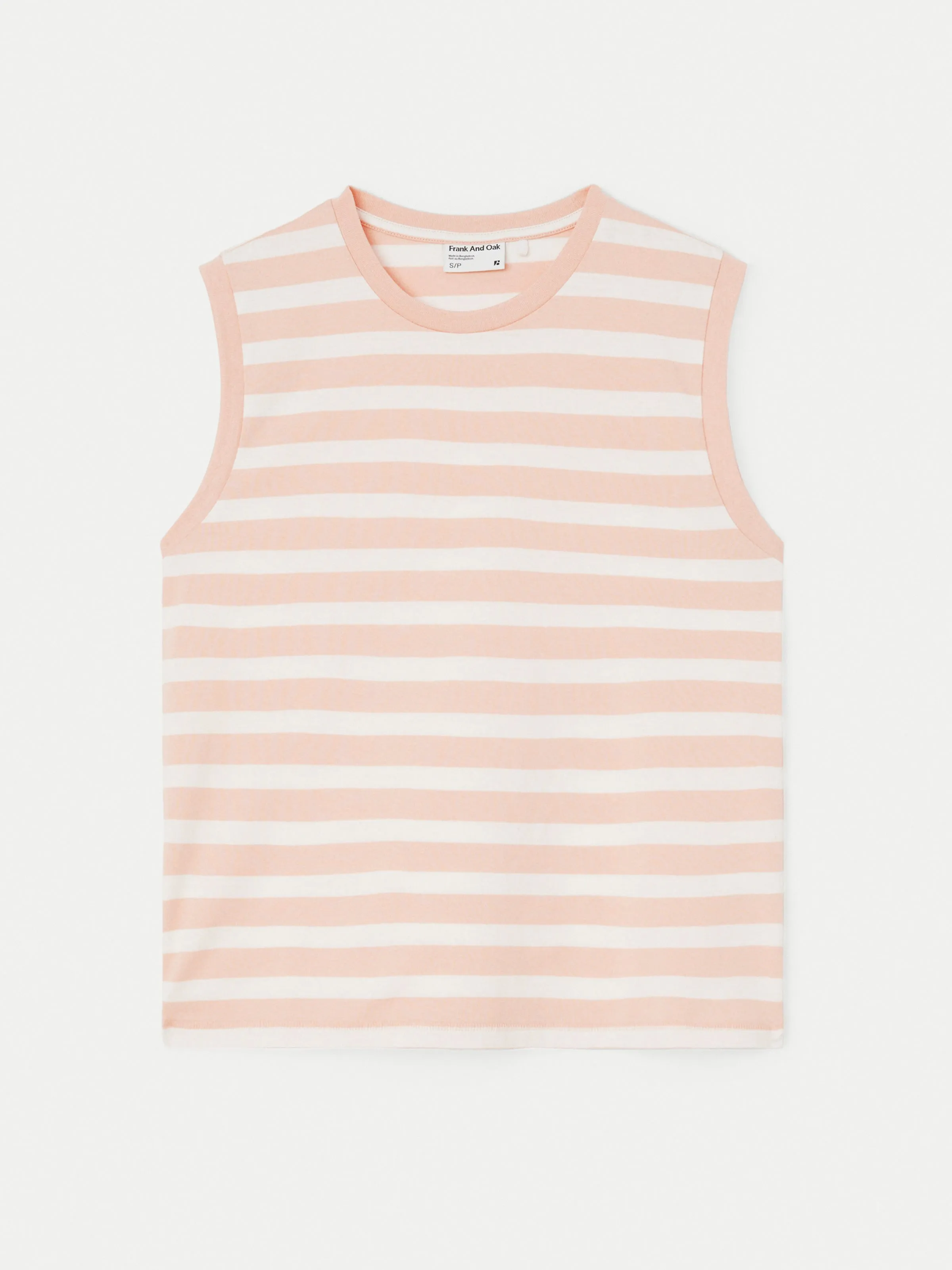 The Striped Sleeveless T-Shirt in Light Pink