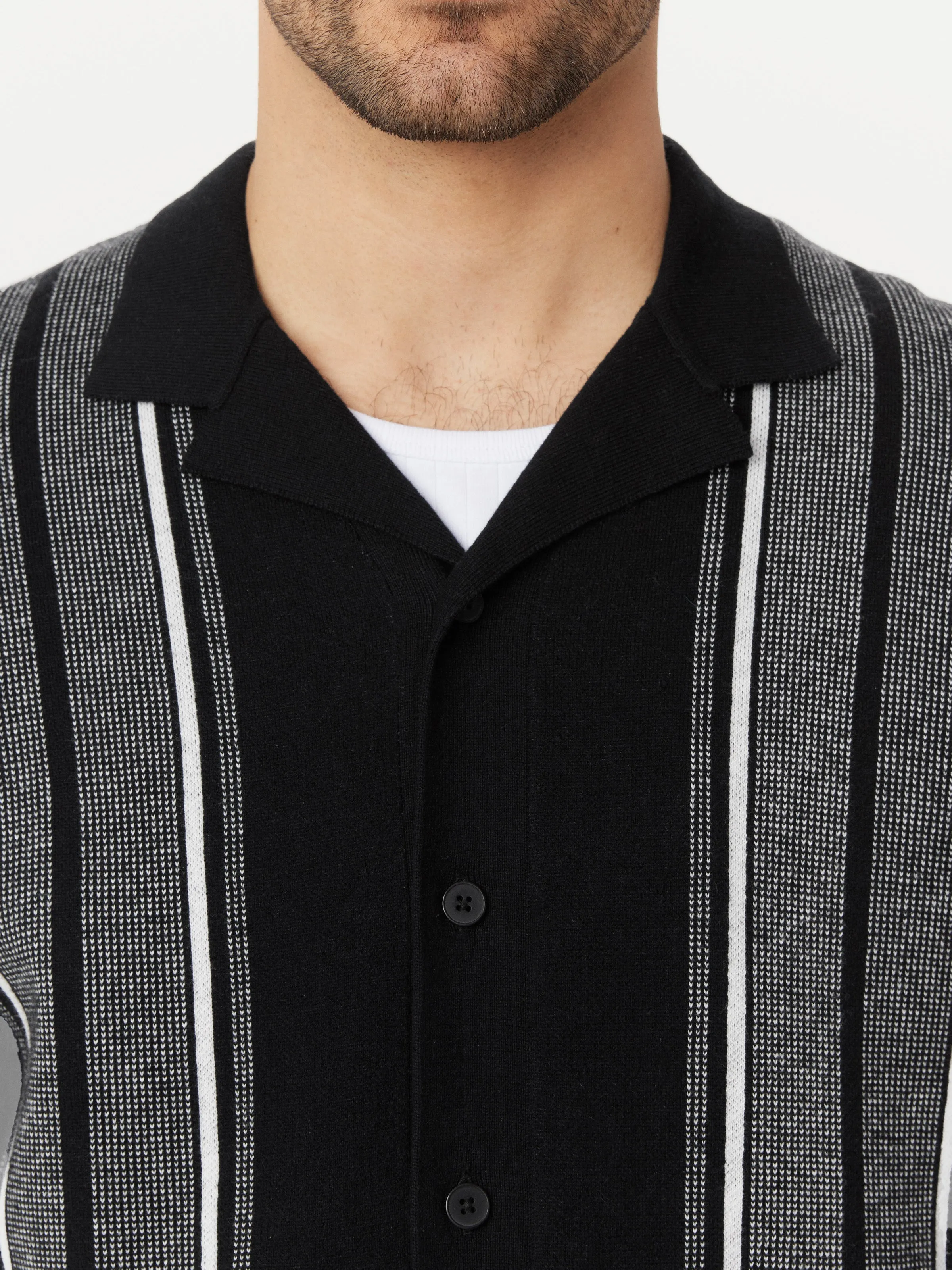 The Striped Sweater Shirt in Black