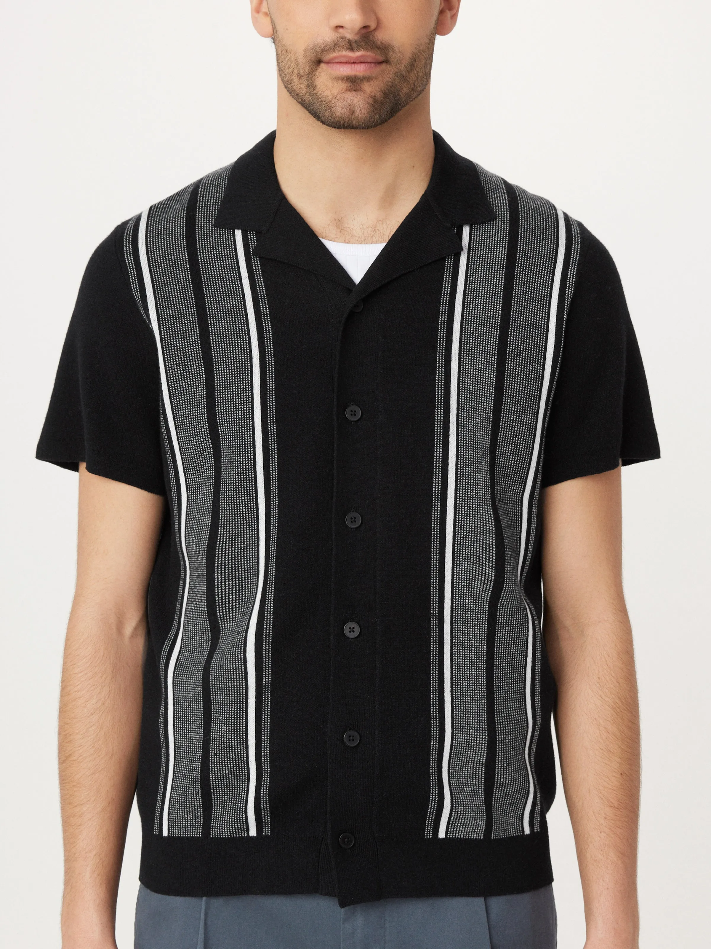 The Striped Sweater Shirt in Black