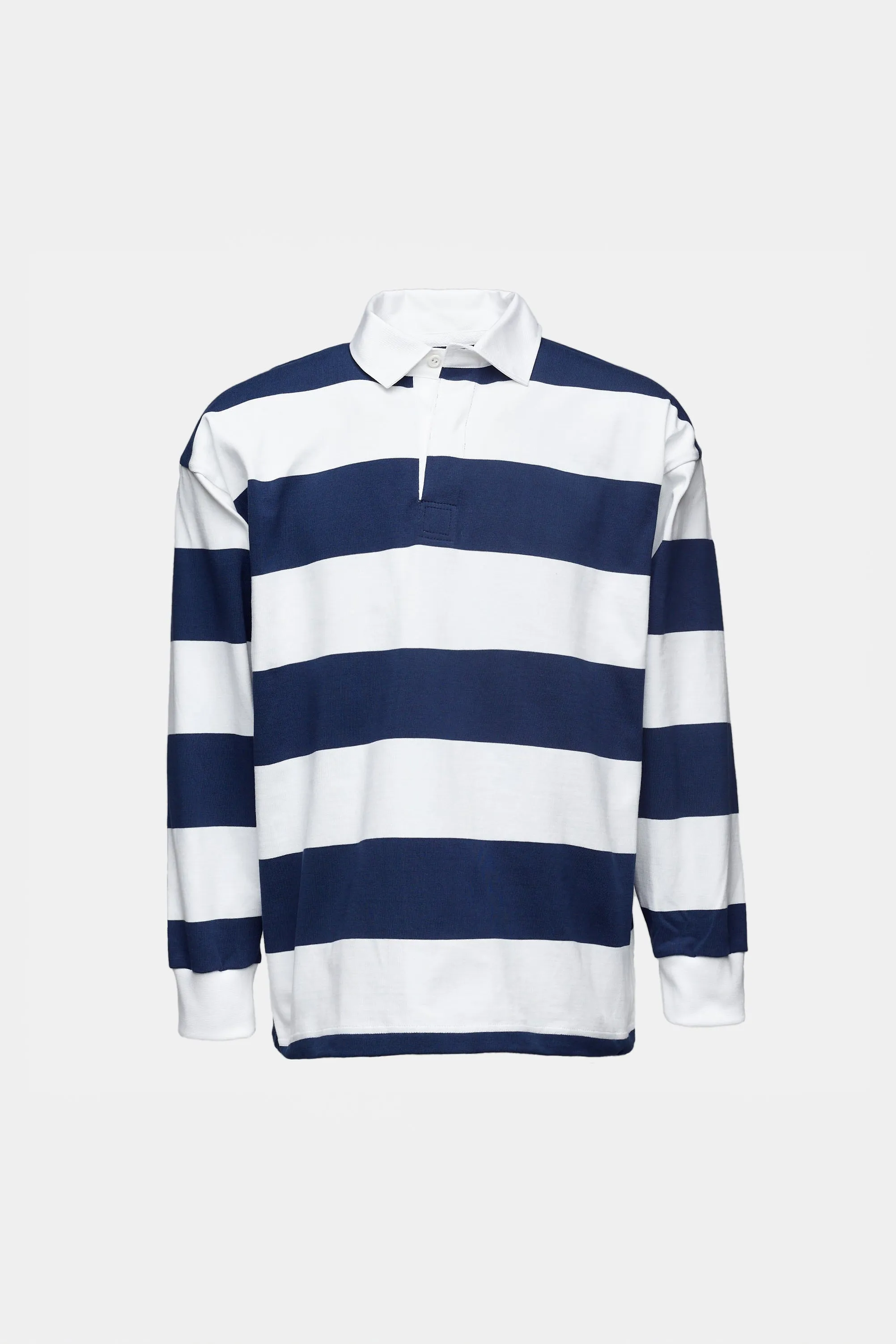 Wide Striped Rugby Shirt - Navy/White