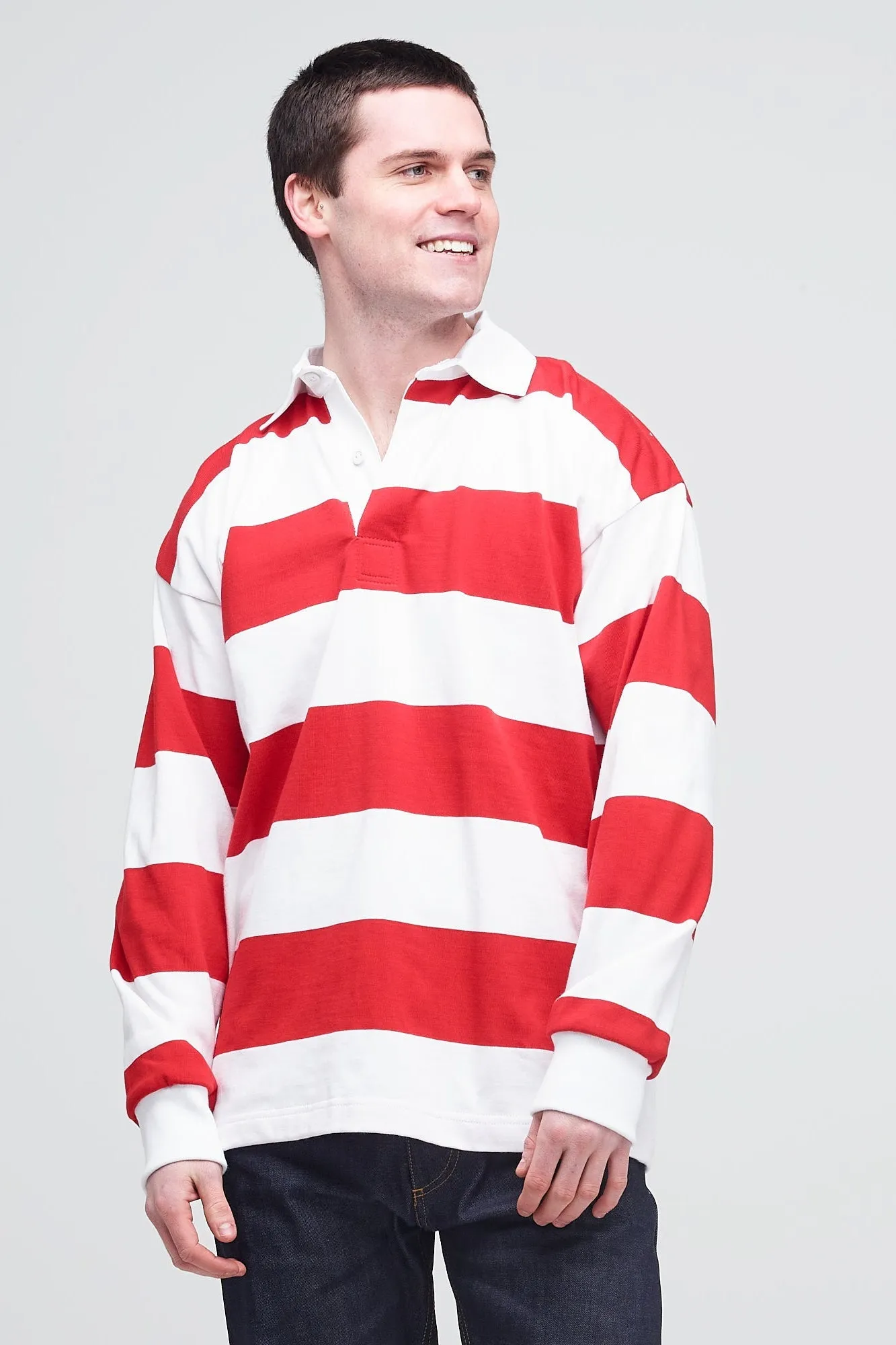 Wide Striped Rugby Shirt - Red/White