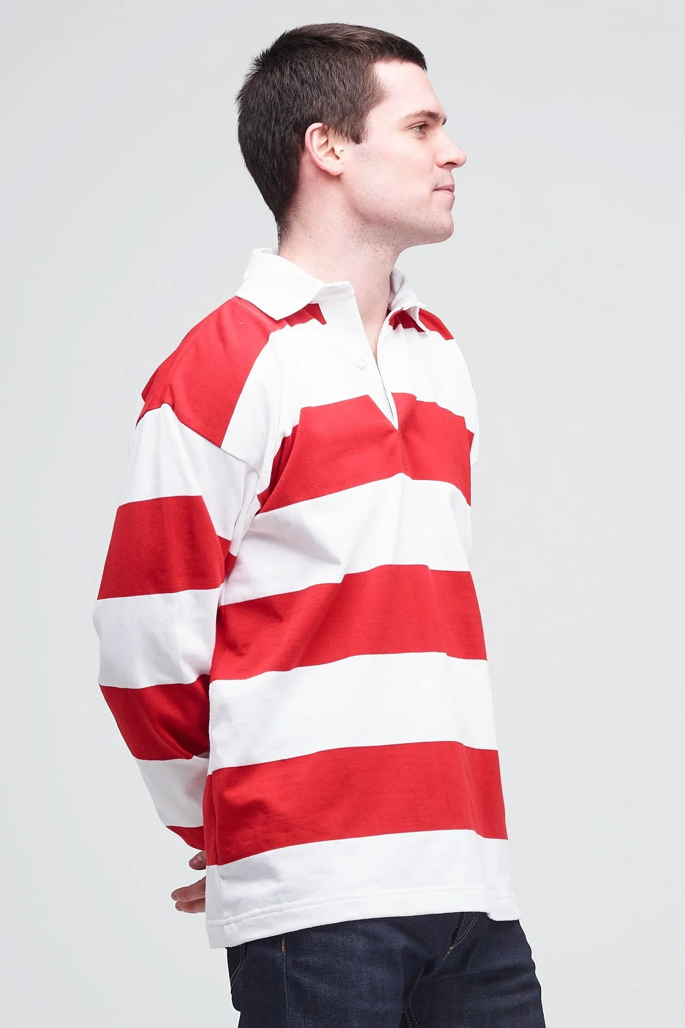 Wide Striped Rugby Shirt - Red/White