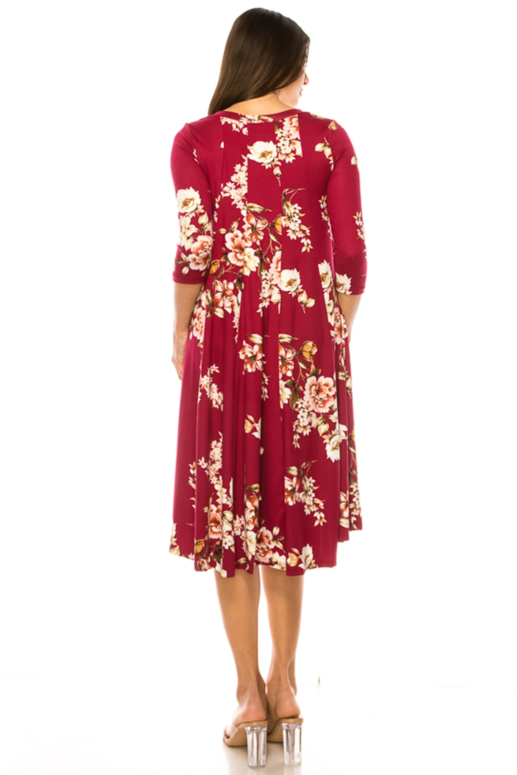 Women's Floral Essence Paneled A-Line Midi Dress