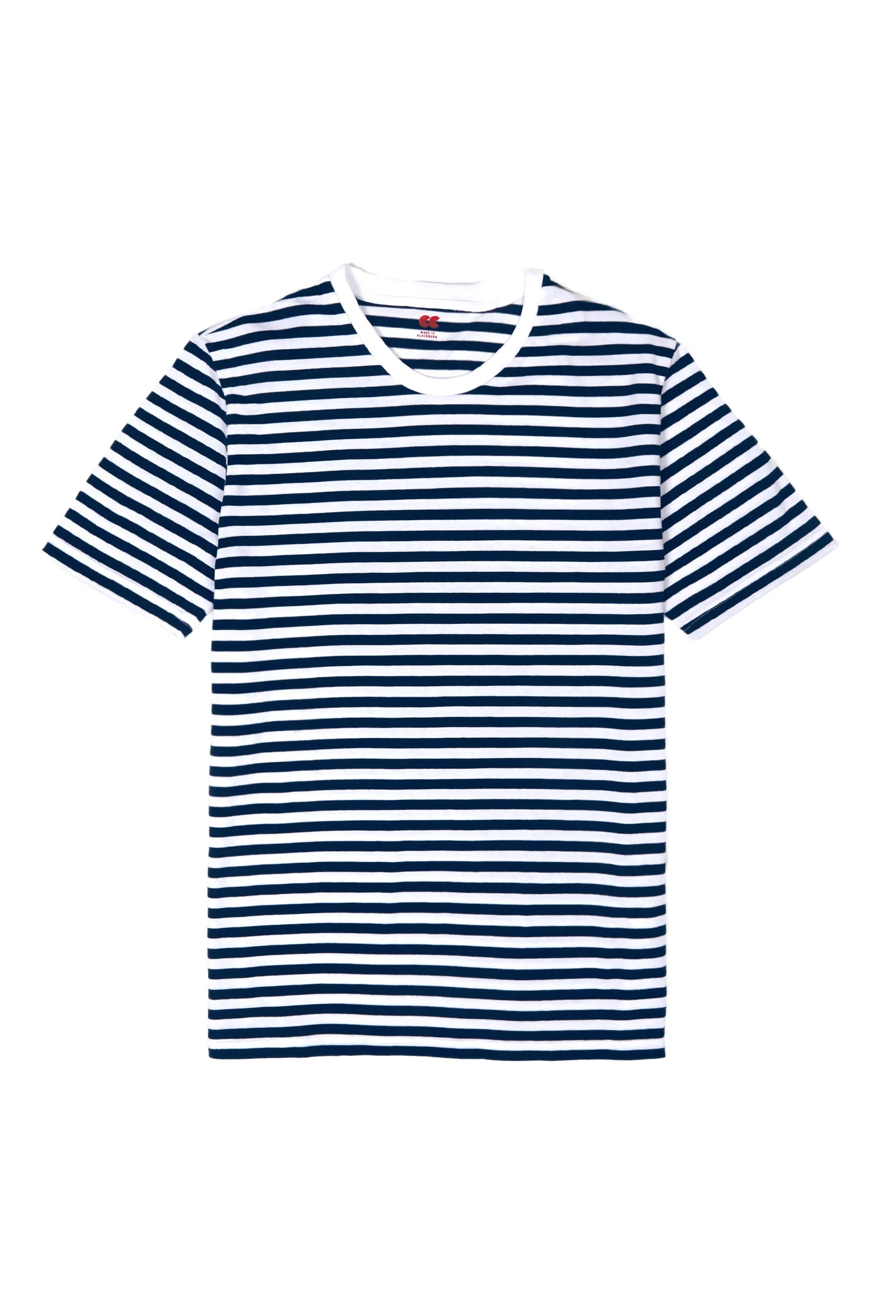 Women's Short Sleeve Stripe T Shirt - White/Navy