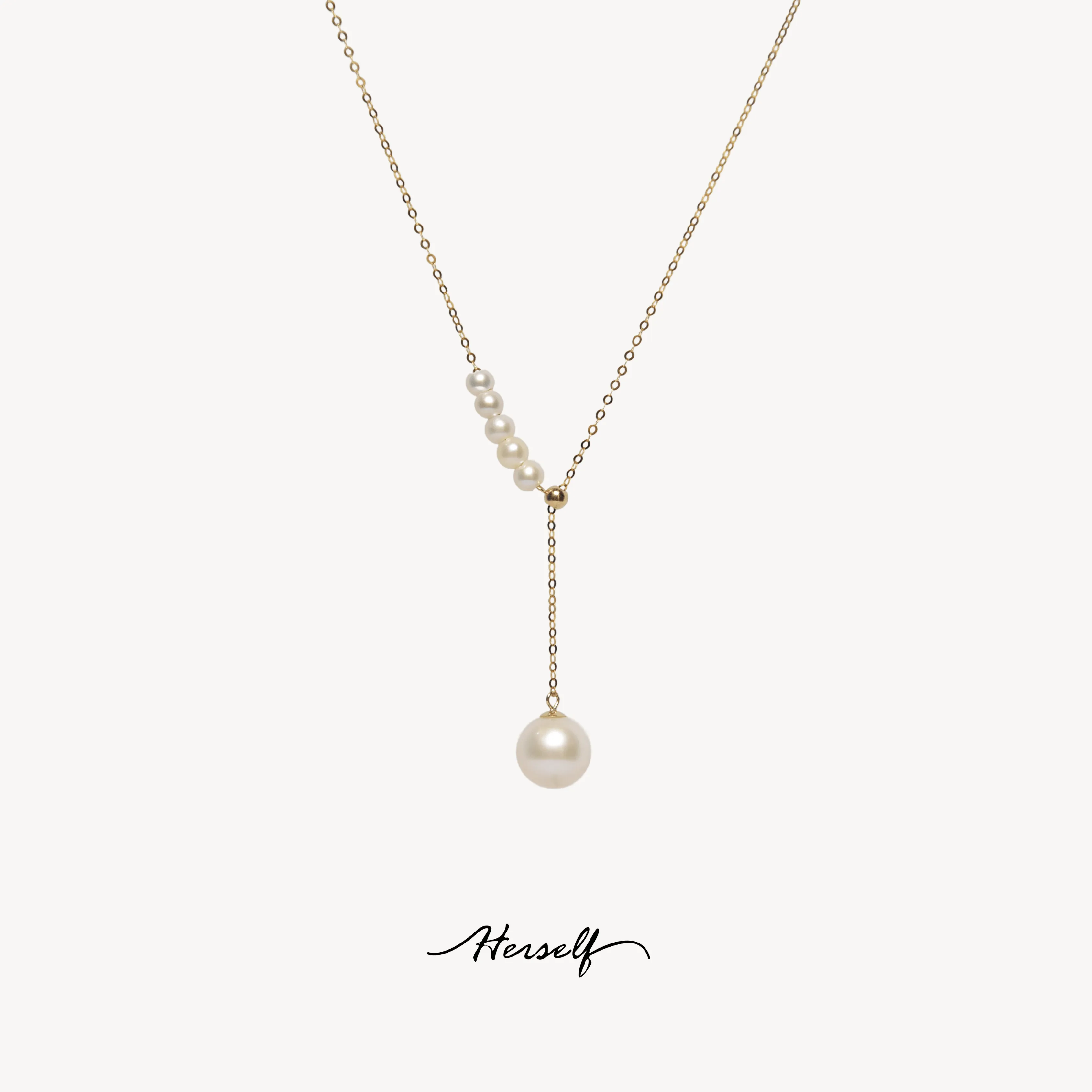 Y-shaped Smile Pearls Necklace 18K Gold